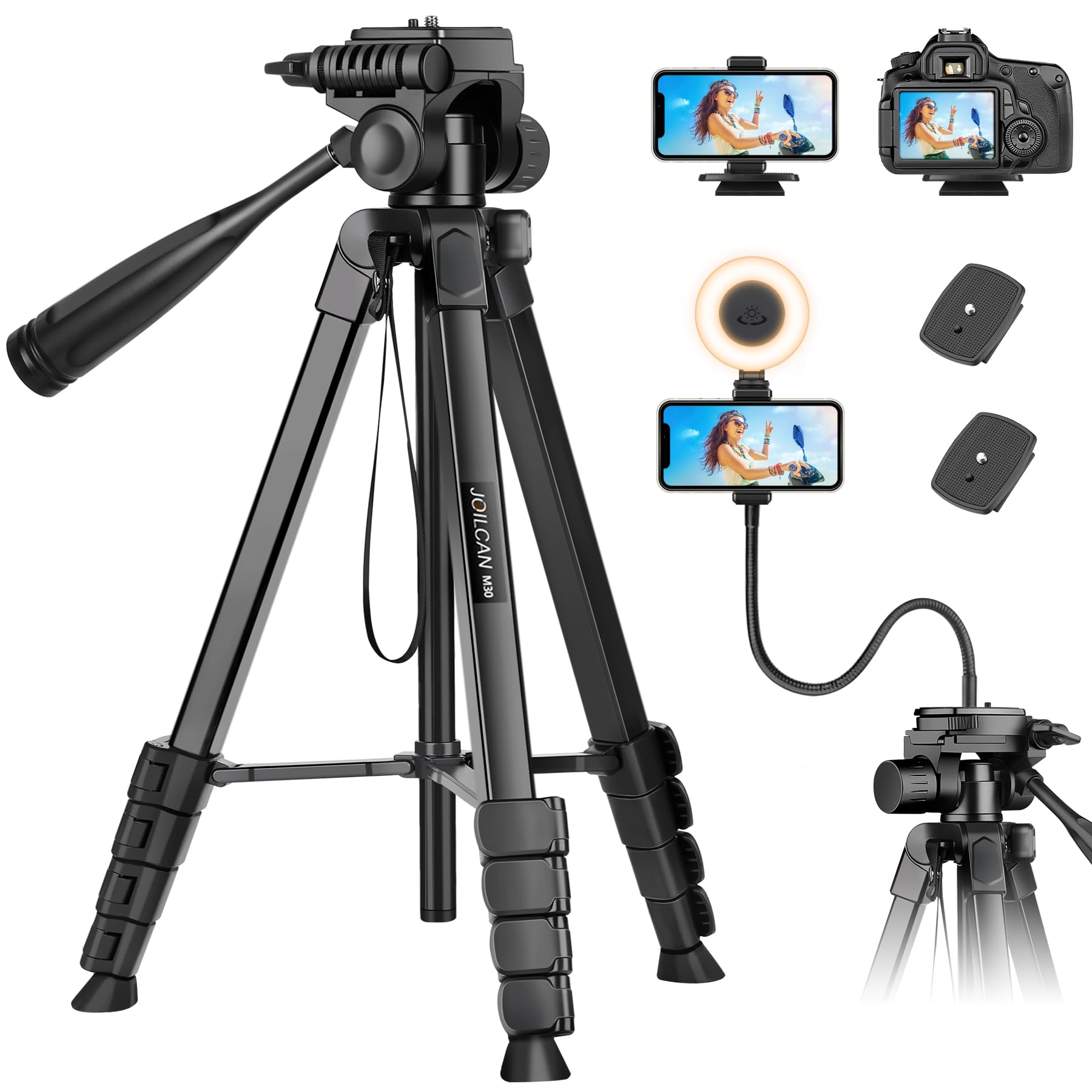 Adjustable Camera & Mobile Tripod with Phone Holder